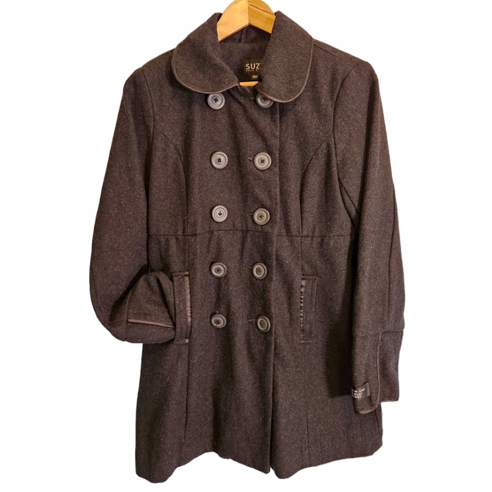 Suzy Shier Wool Blend Coat (Long) - Medium, Dark Grey